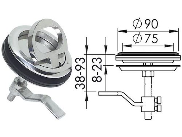 Alzapagliolo e chiusura portelli senza serratura - Ø 90 mm. -