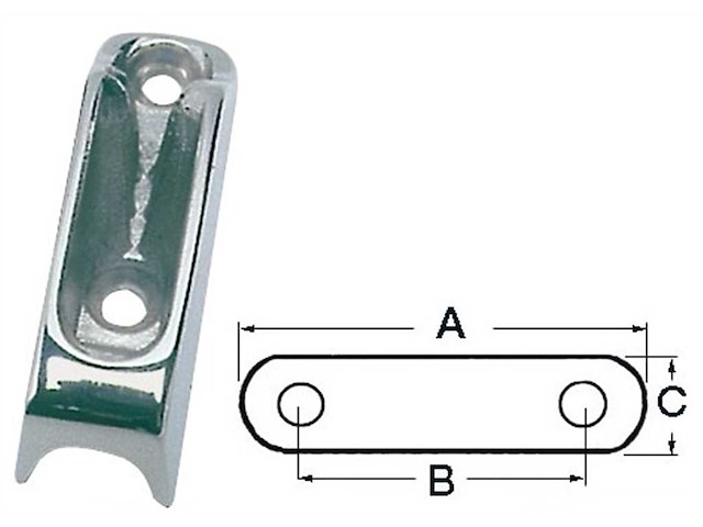 Strozzascotte in acciaio inox - 55 x 27 x 17 mm.