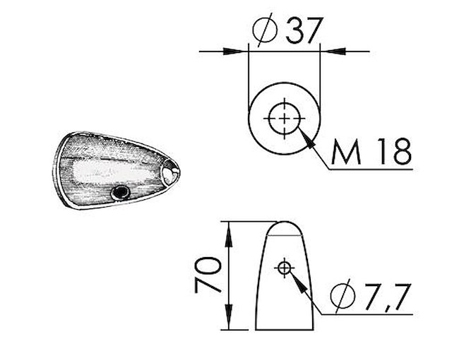 Ogiva in zinco per elica Ø 22 / 25 / 30 mm.  - VOLVO -