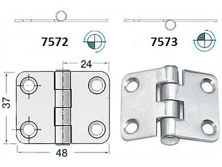 Cerniera 48 x 37 x 2 mm. Nodo Sporgente
