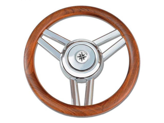 Volante "Magnifico" a 3 razze ovalizzate - Teak Opaco - 