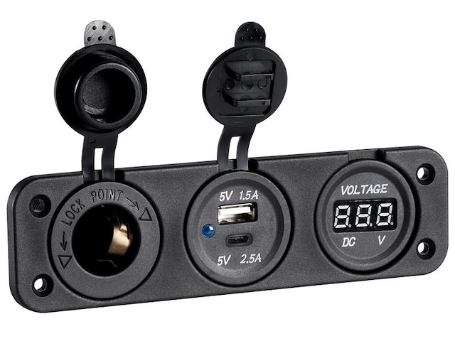 Voltmetro digitale e presa corrente USB doppia A+C