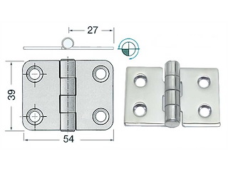 Cerniera 54 x 39 x 2 mm. Nodo Sporgente