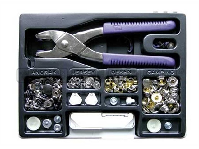 Kit bottoni occhielli con pinza e punzoni