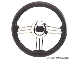 Volante inox+poliuretano nero 350 mm