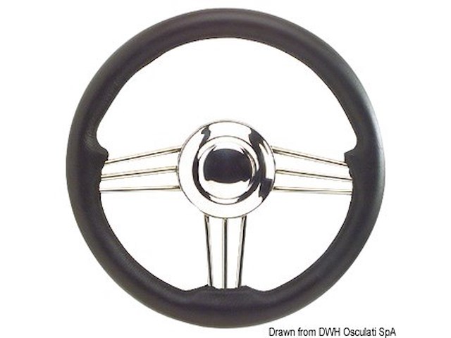 Volante inox+poliuretano nero 350 mm