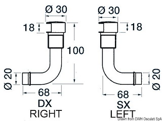 Sfiato ottone cromato 90° 16 mm destro