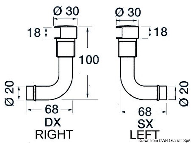 Sfiato ottone cromato 90° 16 mm destro