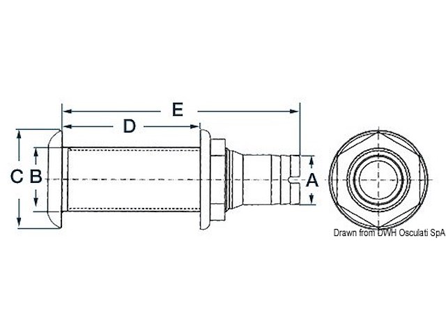 Scarico tappo inox 2" 1/4 x 38 mm con valvola