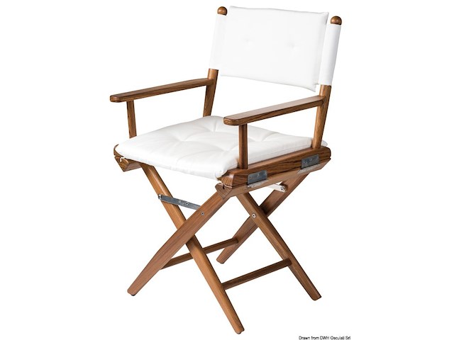 Sedia teak pieghevole rivestimento bianco