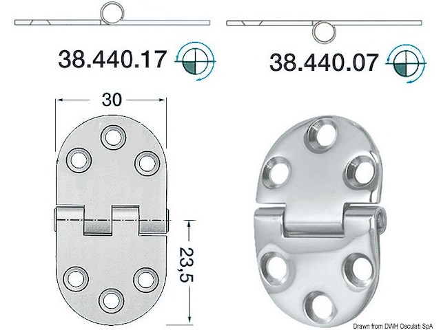 Cerniera inox 47x30 mm