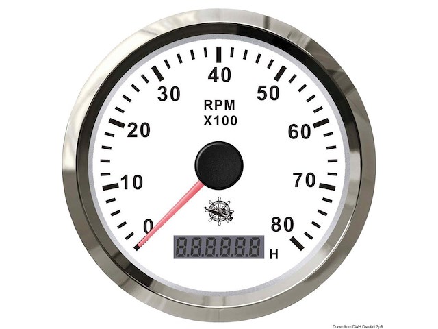 Contagiri 0-8000 RPM bianco/lucida