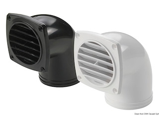 Presa d'aria ABS con collare 90° mm 92 x 92 bianca