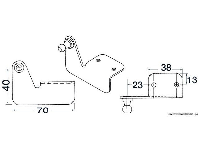 Piastr.squadra sbalzo sfera DX