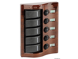 Pannello 5 interruttori mogano