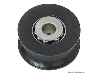 Puleggia in delrin su sfere inox mm 44 Ø 14