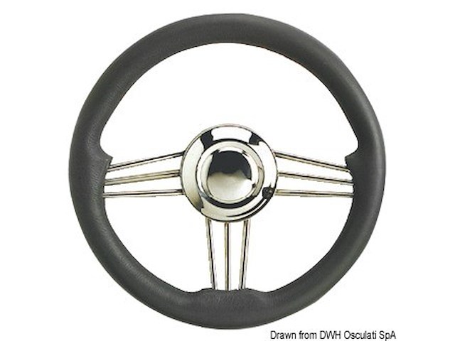 Volante inox+poliuretano grigio 350 mm