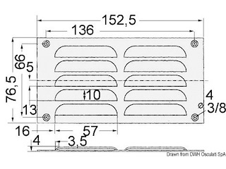 Griglia areazione inox 76 x 152 mm