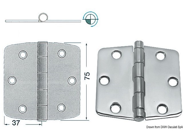 Cerniera inox 74x75 mm