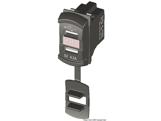 Presa doppia USB-A più voltmetro