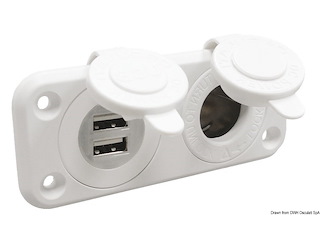 Presa accendisigari + doppia USB bianca