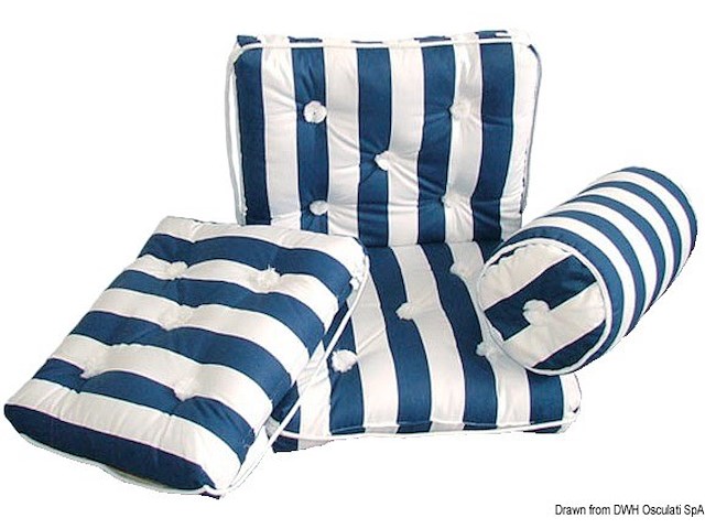 Cuscino con schienale cotone blu e bianco