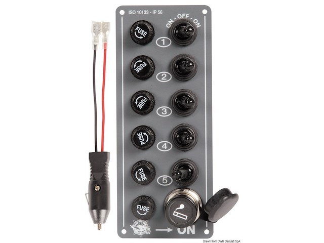 Pannello 5 interruttori + presa accendino