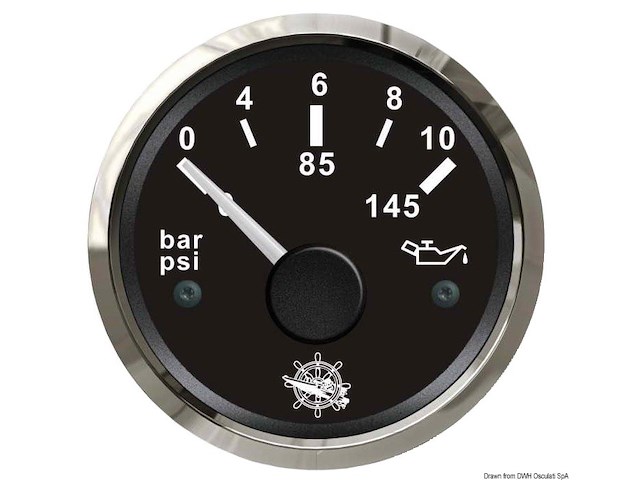 Indicatore pressione olio 0/10 bar nero/lucida