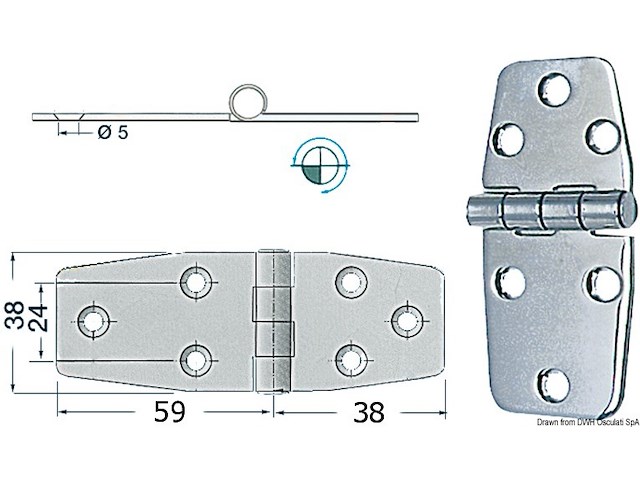 Cerniere inox 97x38 mm