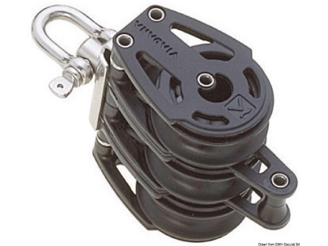 Bozzello 3 pulegge (testa universale) arricavo A