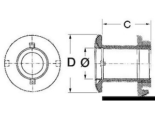 Scarico a mare inox 1" 1/2 x 112 mm