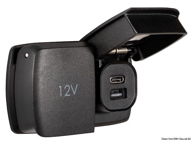 Presa Flip Pro Duo USB-A+USB-C e Power Socket 12V