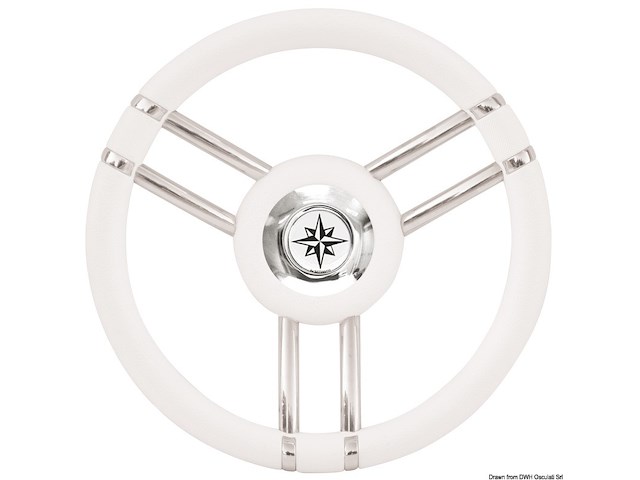 Volante Apollo inox+poliuretano Ø 350 mm bianco