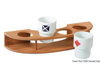 Portabicchiere teak a parete 4 posti