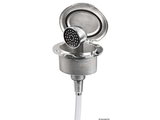 Box Elissa inox con doccia Keji tubo PVC 4 m