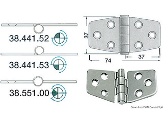 Cerniera nodo sporgente 74x37 mm