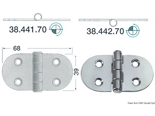 Cerniera inox rovesciata 68x39 mm