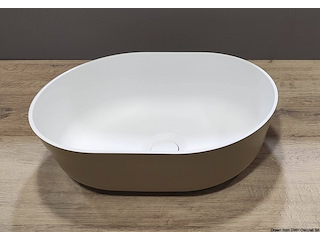Lavello semiovale in Ocritech bianco/beige 350x260