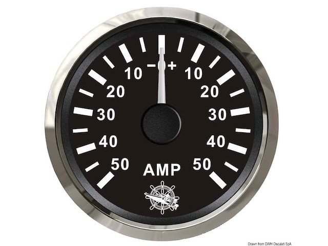 Amperometro con shunt 50 A nero/lucida