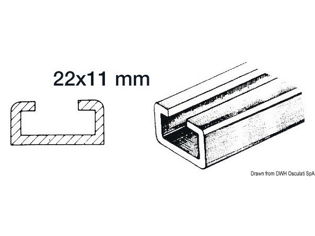 Rotaia per scorrevoli 1 m 22x11mm