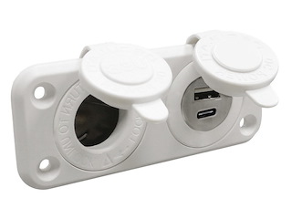 Presa accendisigari + USB-A + USB-C bianca