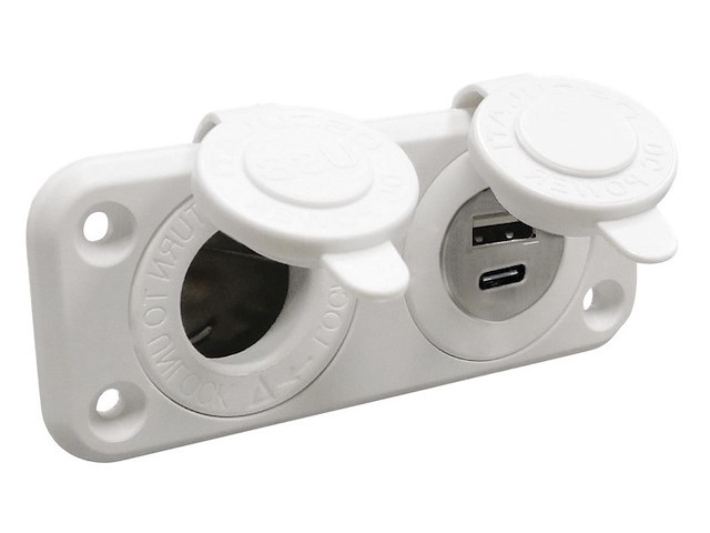 Presa accendisigari + USB-A + USB-C bianca