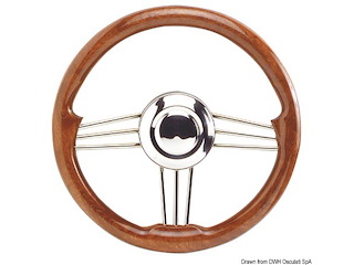 Volante inox+mogano 350 mm