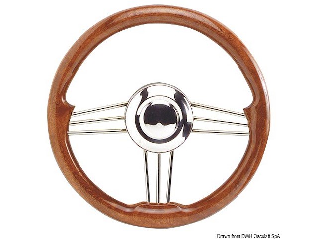 Volante inox+mogano 350 mm