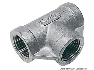 Raccordo T inox femmina/femmina/femmina 1" 1/2