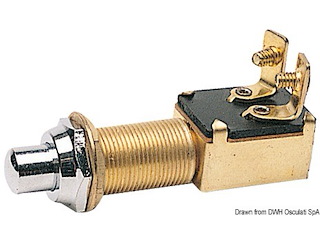 Pulsante ottone cromato 15 x 25 mm