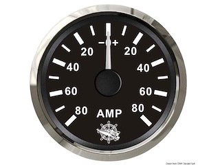 Amperometro con shunt 80 A nero/lucida