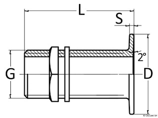 Scarico a mare filo ottone cromato 1/2"