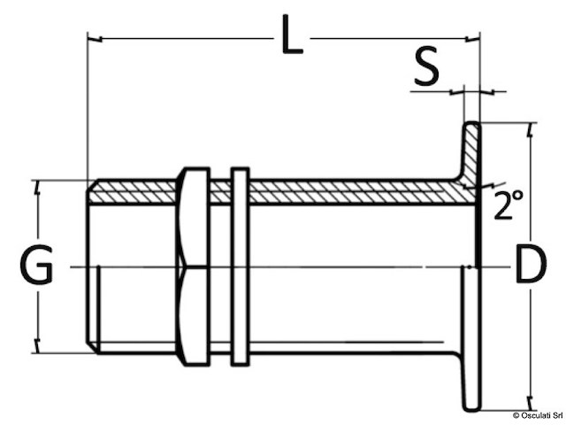 Scarico a mare filo ottone cromato 1/2"