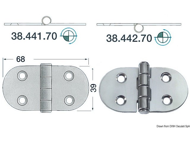 Cerniera inox 68x39 mm
